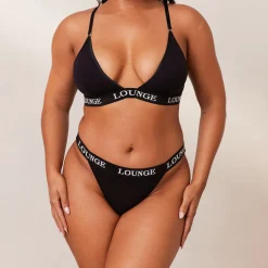 Bamboo Triangle Soutien-Gorge et String/Culotte Ensemble - Tout Noir