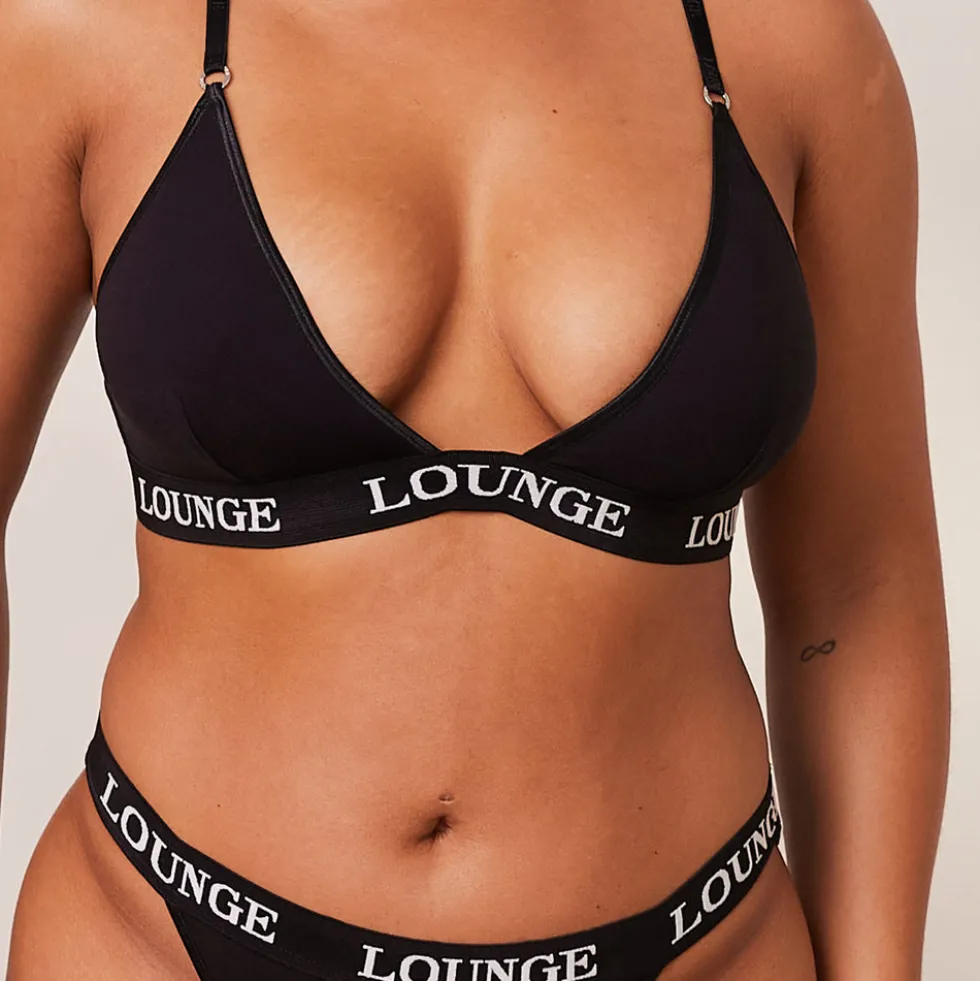 Bamboo Triangle Soutien-Gorge et String/Culotte Ensemble - Tout Noir