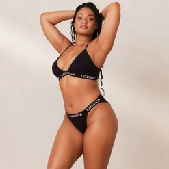 Bamboo Triangle Soutien-Gorge et String/Culotte Ensemble - Tout Noir