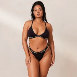 Bamboo Triangle Soutien-Gorge et String/Culotte Ensemble - Tout Noir