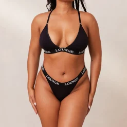 Bamboo Triangle Soutien-Gorge et String/Culotte Ensemble - Tout Noir