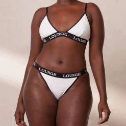 Bamboo Triangle Soutien-Gorge et String/Culotte Ensemble - Blanc