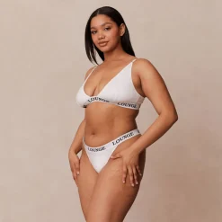 Bamboo Triangle Soutien-Gorge et String/Culotte Ensemble - Tout Blanc