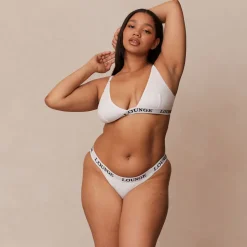 Bamboo Triangle Soutien-Gorge et String/Culotte Ensemble - Tout Blanc