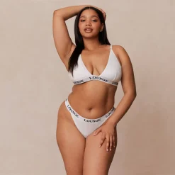 Bamboo Triangle Soutien-Gorge et String/Culotte Ensemble - Tout Blanc