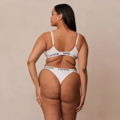 Bamboo Triangle Soutien-Gorge et String/Culotte Ensemble - Tout Blanc