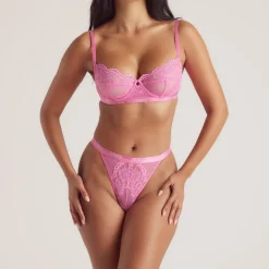 Blossom Balcony Soutien-Gorge et String Ensemble - Rose vif