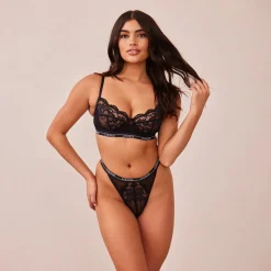 Blossom Balcony Soutien-Gorge et String Ensemble - Noir