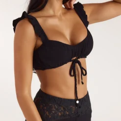 Bralette avec Fronces - Noir