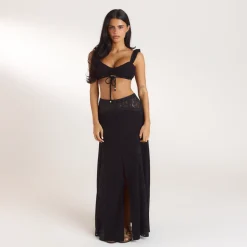 Bralette avec Fronces - Noir