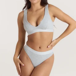 Brassière Push-Up Soft Ribbed - Gris chiné