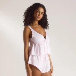 Caraco de Pyjama Bloom & Stripe - Rose