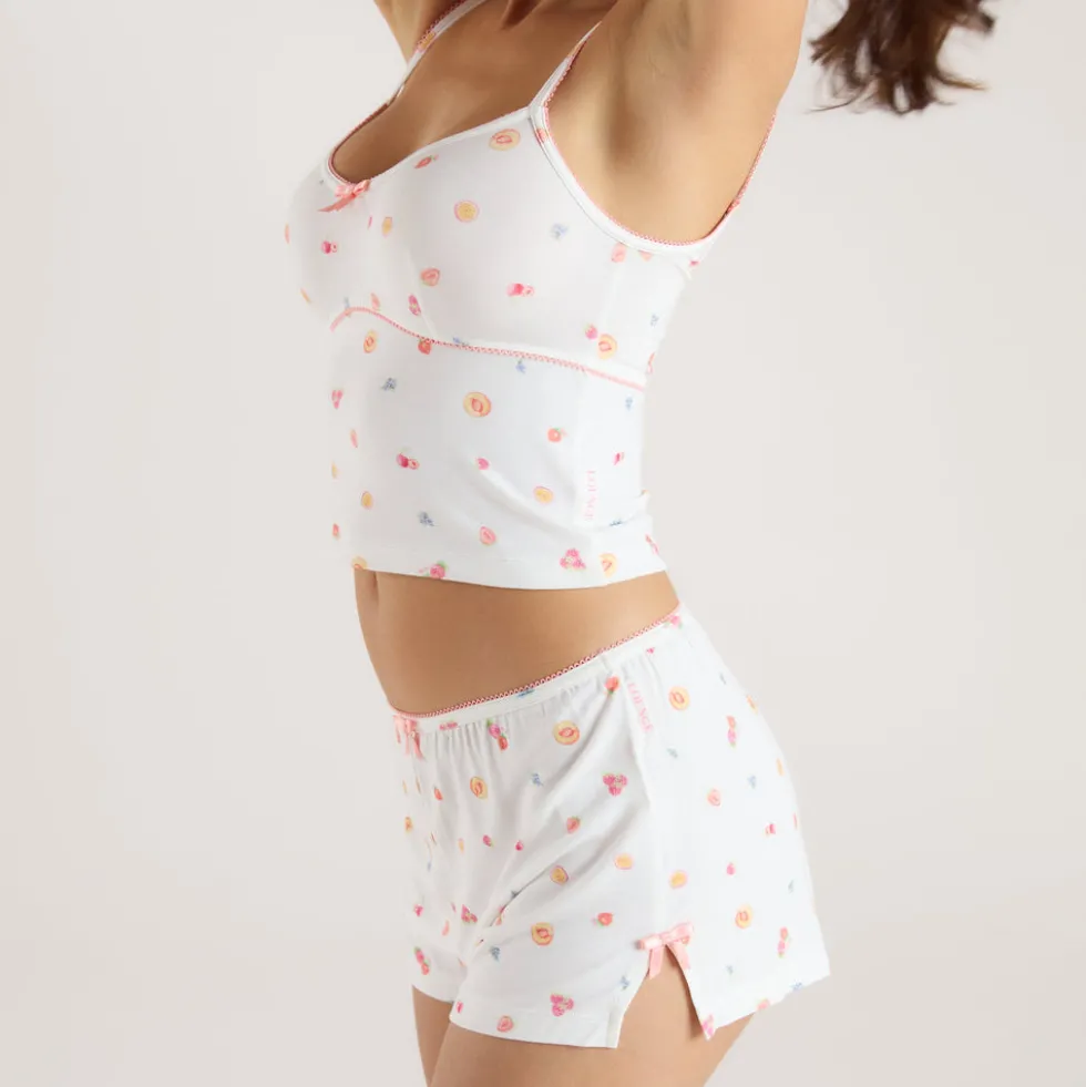 Caraco de Pyjama en Modal - Fruits Blancs