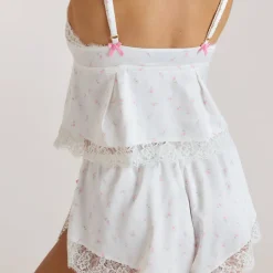 Caraco de Pyjama Satiné - Motif Floral