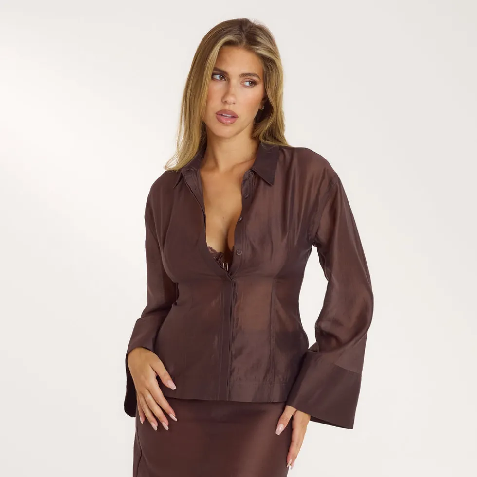 Chemise Ajustée Transparente - Chocolat