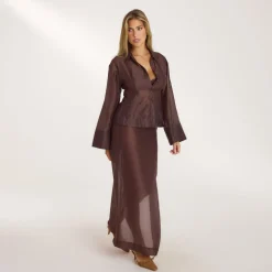 Chemise Ajustée Transparente - Chocolat