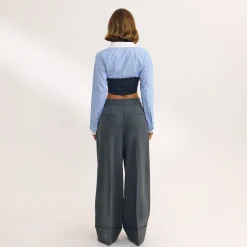 Chemise Bustier à Manches Longues - Bleu