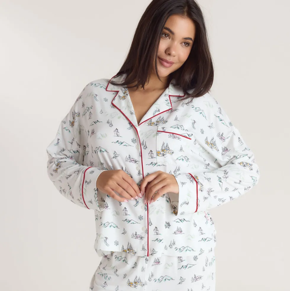 Chemise de Pyjama Alpine Dreams - Imprimé Ski