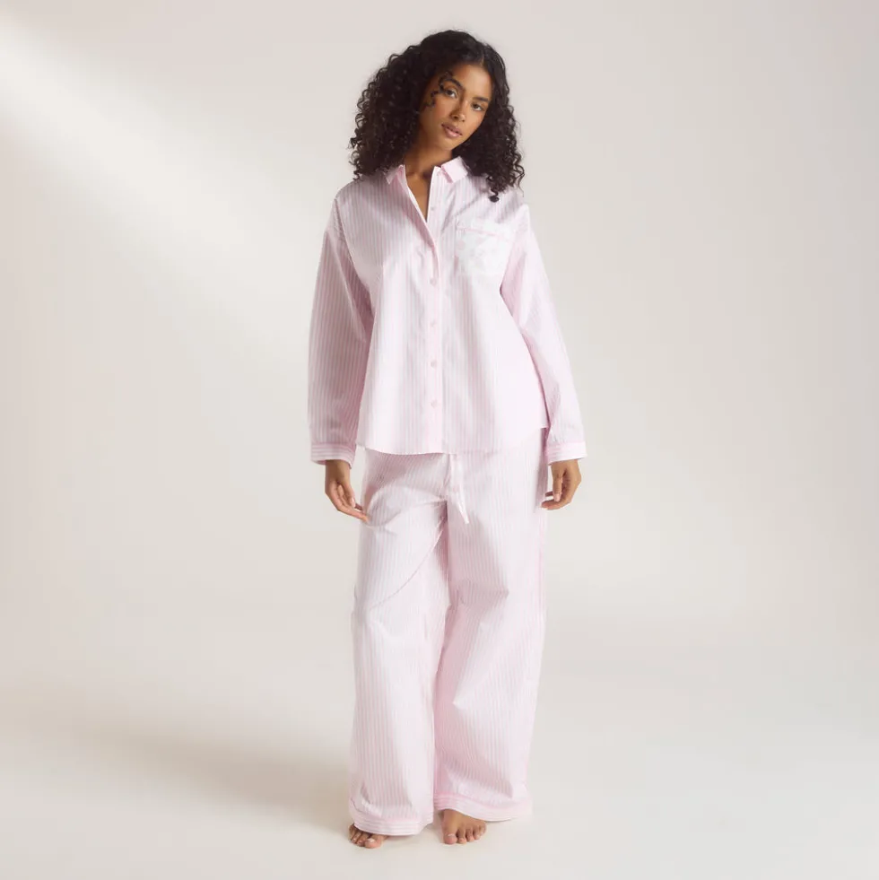 Chemise de Pyjama Bloom & Stripe - Rose