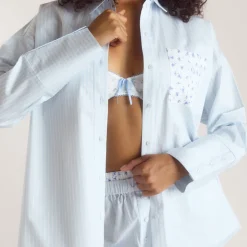 Chemise de Pyjama Bloom & Stripe - Bleu