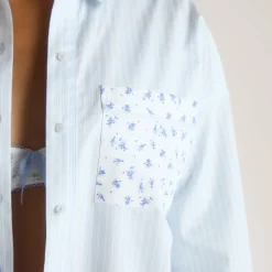 Chemise de Pyjama Bloom & Stripe - Bleu