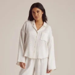 Chemise de Pyjama Crinkle - Blanc