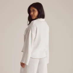 Chemise de Pyjama Crinkle - Blanc