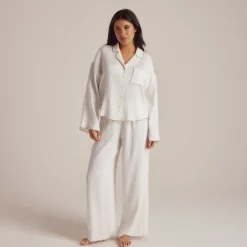 Chemise de Pyjama Crinkle - Blanc