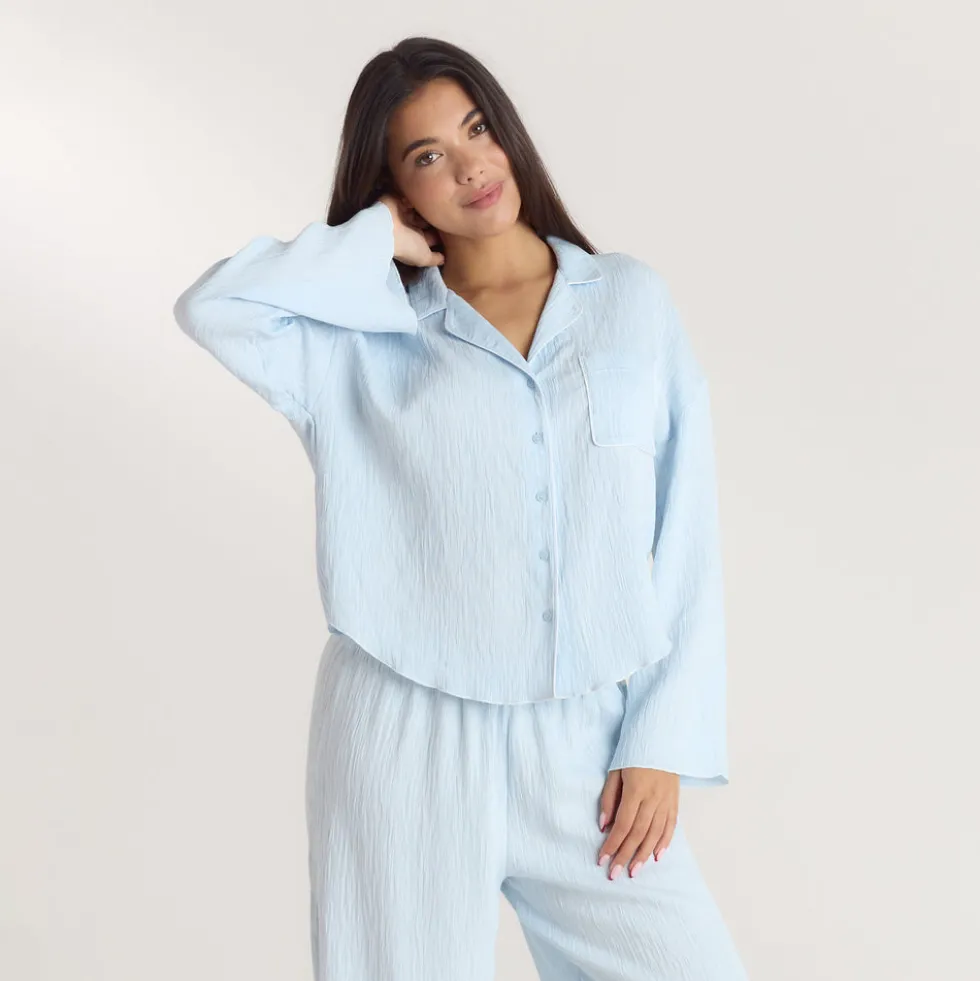 Chemise de Pyjama Crinkle - Bleu