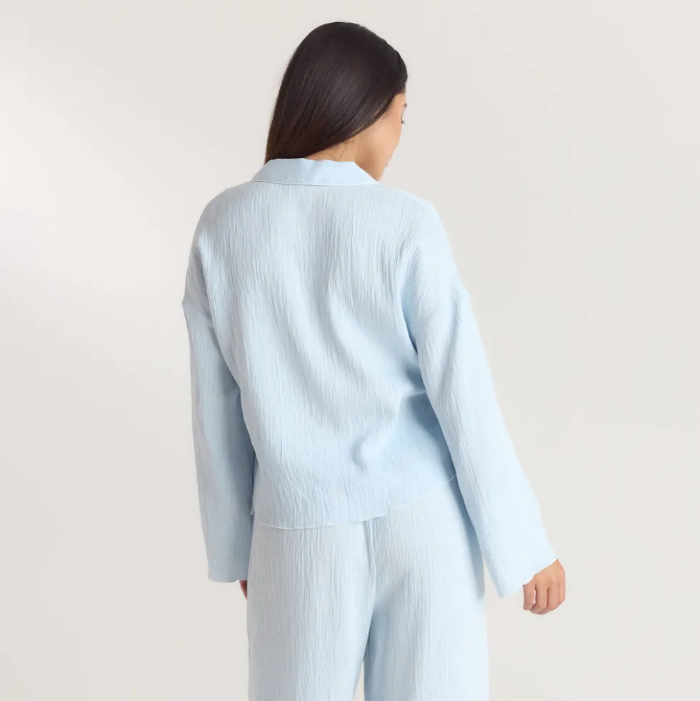 Chemise de Pyjama Crinkle - Bleu