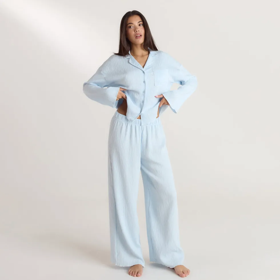 Chemise de Pyjama Crinkle - Bleu