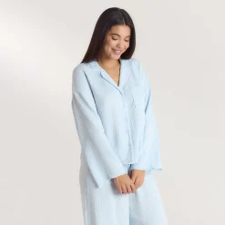 Chemise de Pyjama Crinkle - Bleu
