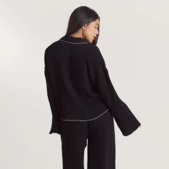 Chemise de Pyjama Crinkle - Noir