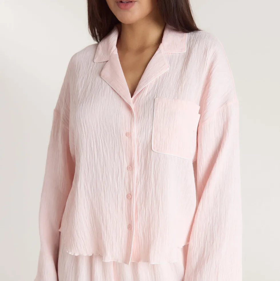 Chemise de Pyjama Crinkle - Rose