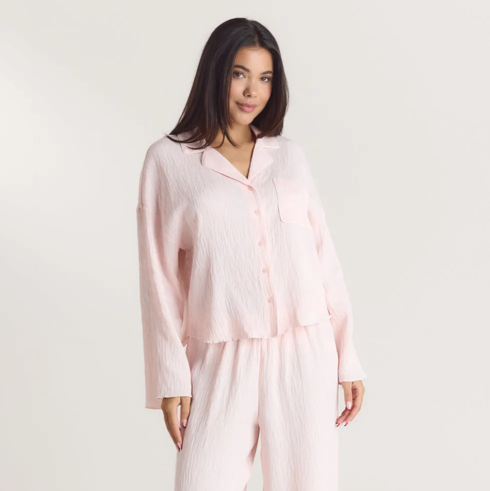Chemise de Pyjama Crinkle - Rose