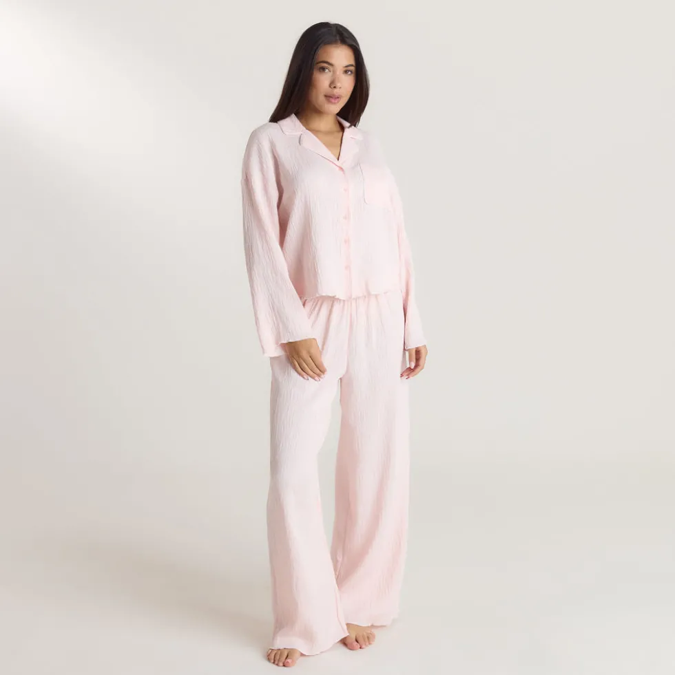Chemise de Pyjama Crinkle - Rose