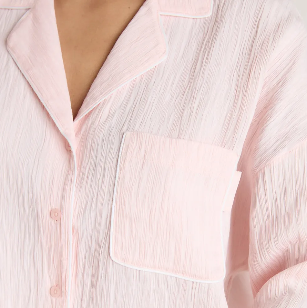 Chemise de Pyjama Crinkle - Rose
