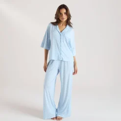 Chemise de Pyjama à Manches Courtes en Modal - Bleu Floral