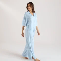 Chemise de Pyjama à Manches Courtes en Modal - Bleu Floral