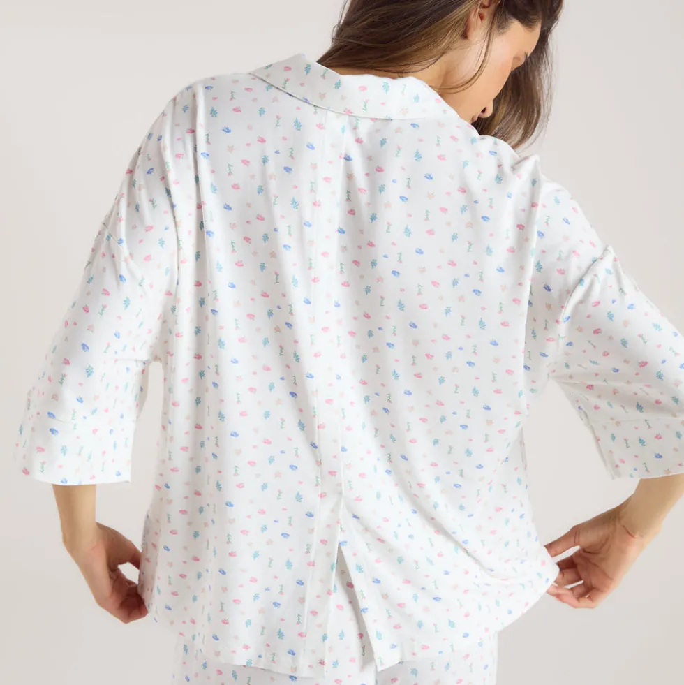 Chemise de Pyjama à Manches Courtes en Modal - Blanc Floral