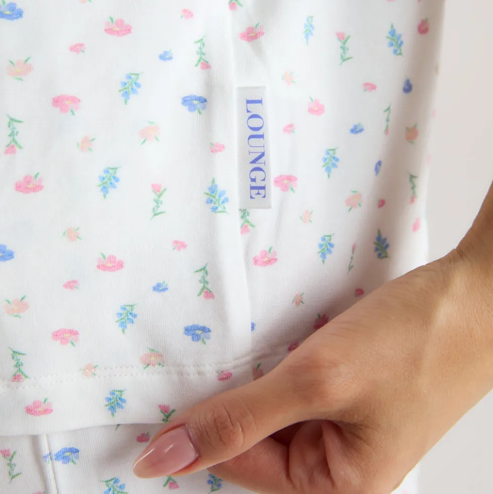 Chemise de Pyjama à Manches Courtes en Modal - Blanc Floral