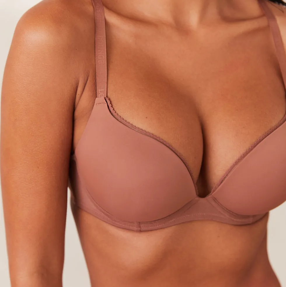 Comfort T-shirt Soutien-Gorge Push-Up et String Ensemble - Moka