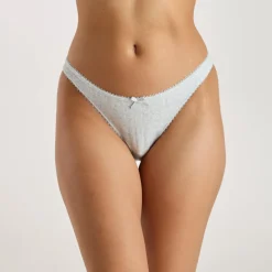 Culotte Brésilienne en Pointelle - Gris Chiné