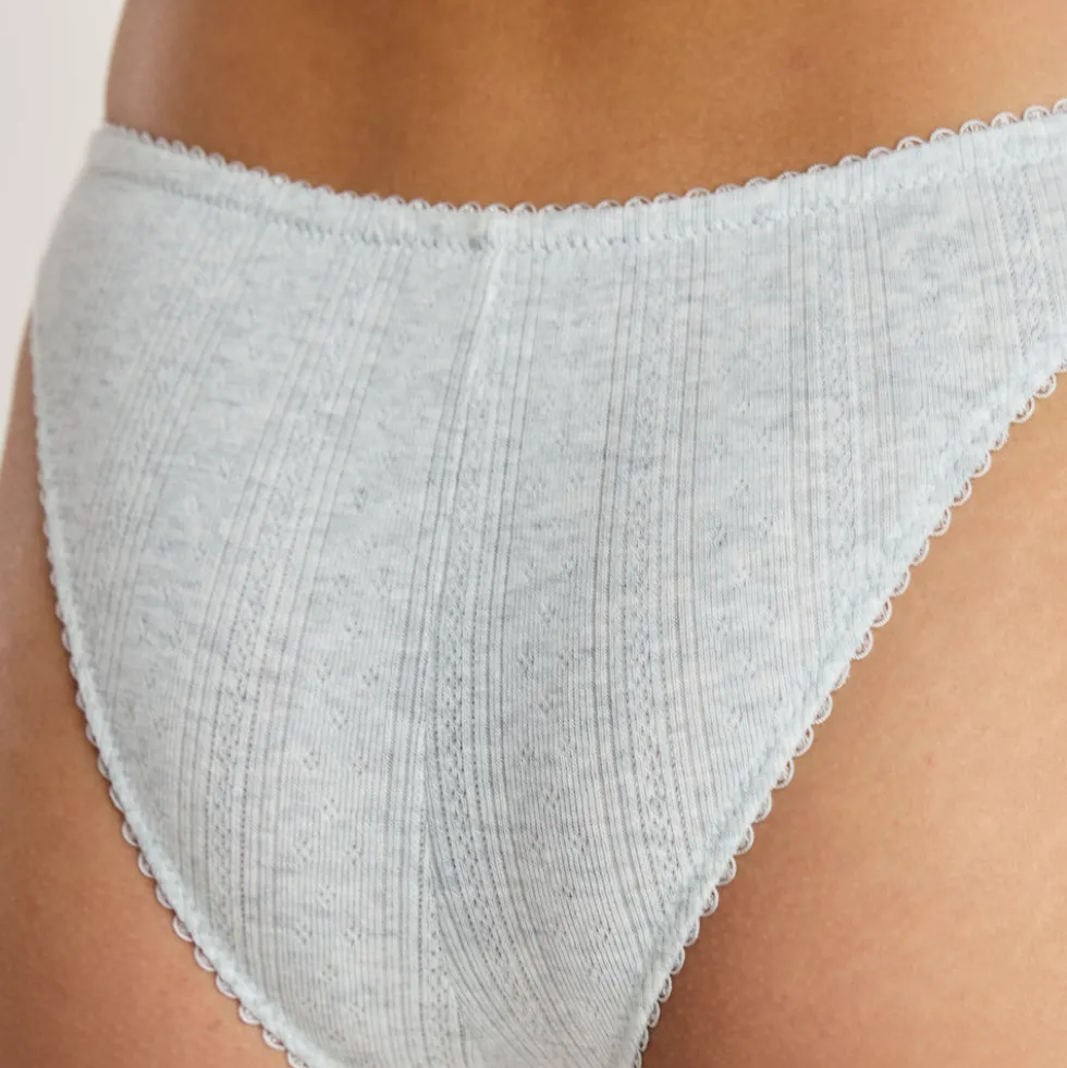 Culotte Brésilienne en Pointelle - Gris Chiné