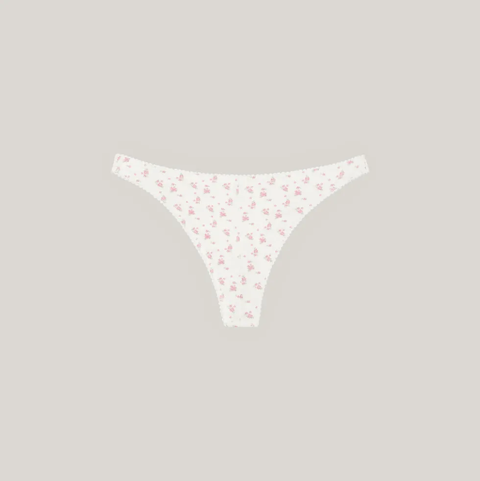 Culotte Brésilienne en Pointelle - Ivoire Floral