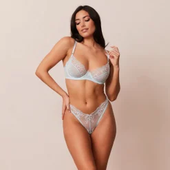 Fleur Balcony Soutien-Gorge et String Ensemble - Bleu
