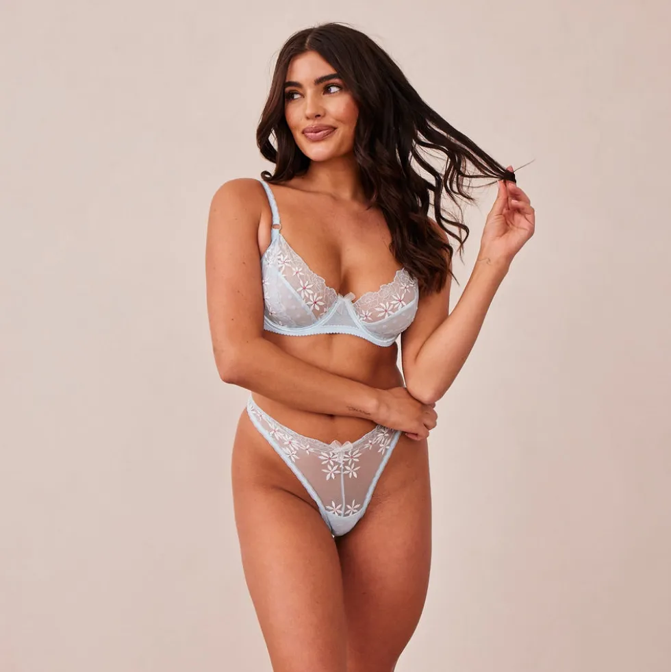 Fleur Balcony Soutien-Gorge et String Ensemble - Bleu