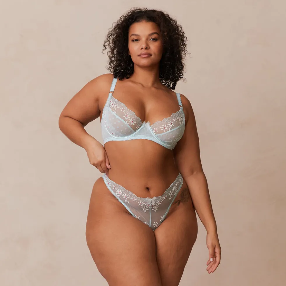 Fleur Balcony Soutien-Gorge et String Ensemble - Bleu