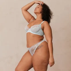 Fleur Balcony Soutien-Gorge et String Ensemble - Bleu