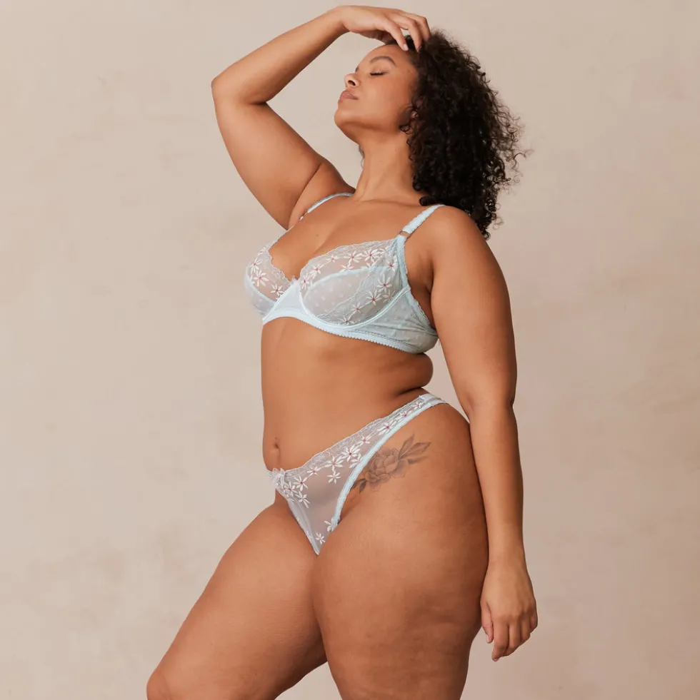 Fleur Balcony Soutien-Gorge et String Ensemble - Bleu